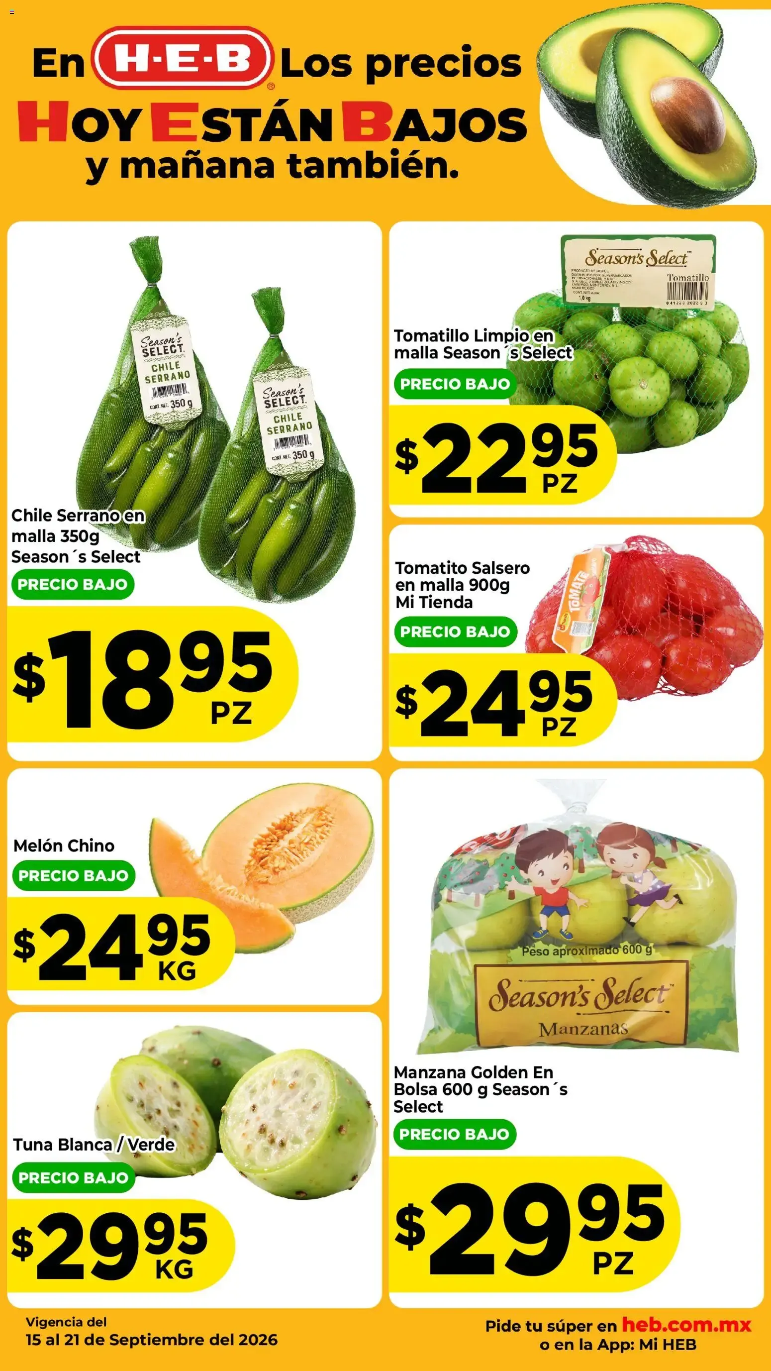 Catálogo de H-E-B: Precios bajos en frutas y verduras 15 de septiembre al 17 de septiembre 2026 - Pagina 2