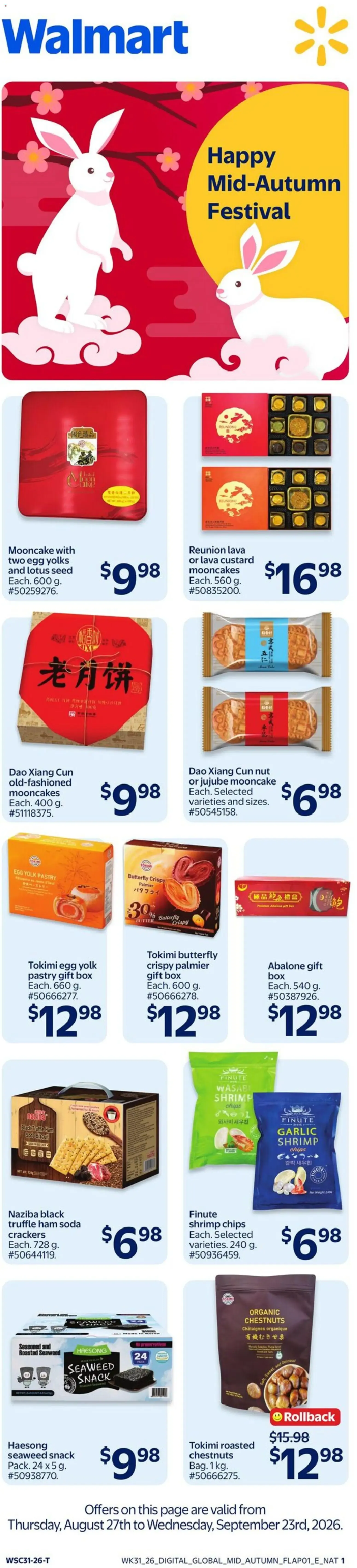 Walmart flyer - Happy mid-autumn festival from Aug 27, 2026 > weekly specials & deals from August 27 to September 23 2026 - flyer page 1