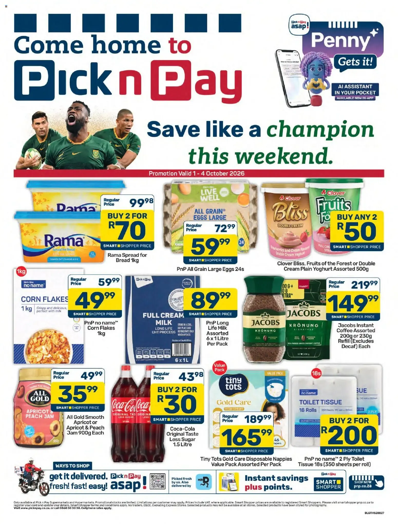 Pick n Pay - Save like a champion this weekend. from 1 October to 4 October 2026 - Catalogue Page 1
