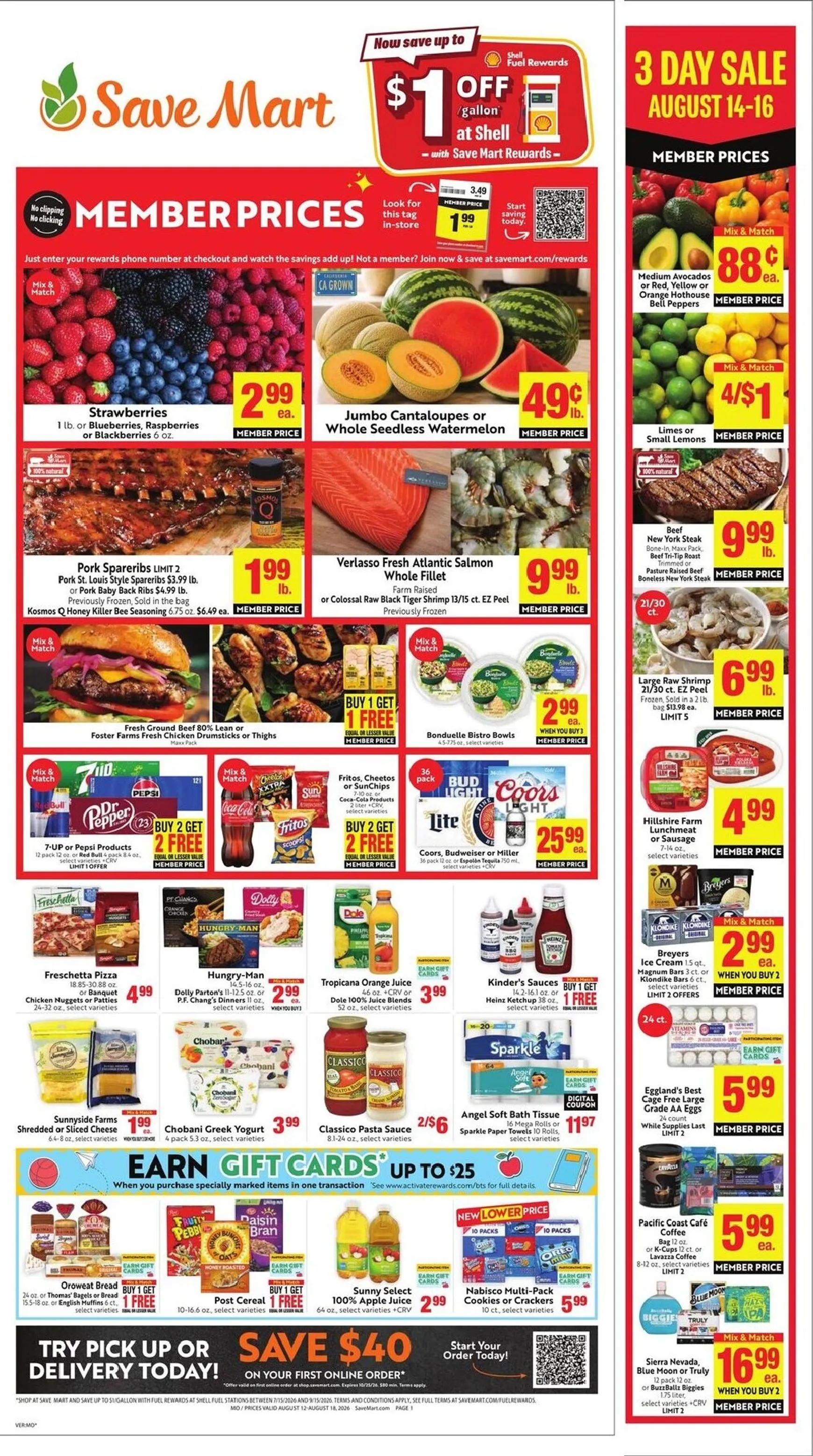 Weekly ad Current Save Mart leaflet valid from Wednesday 08/12/2026 to Tuesday 08/18/2026 from August 12 to August 18 2026 - Page 1