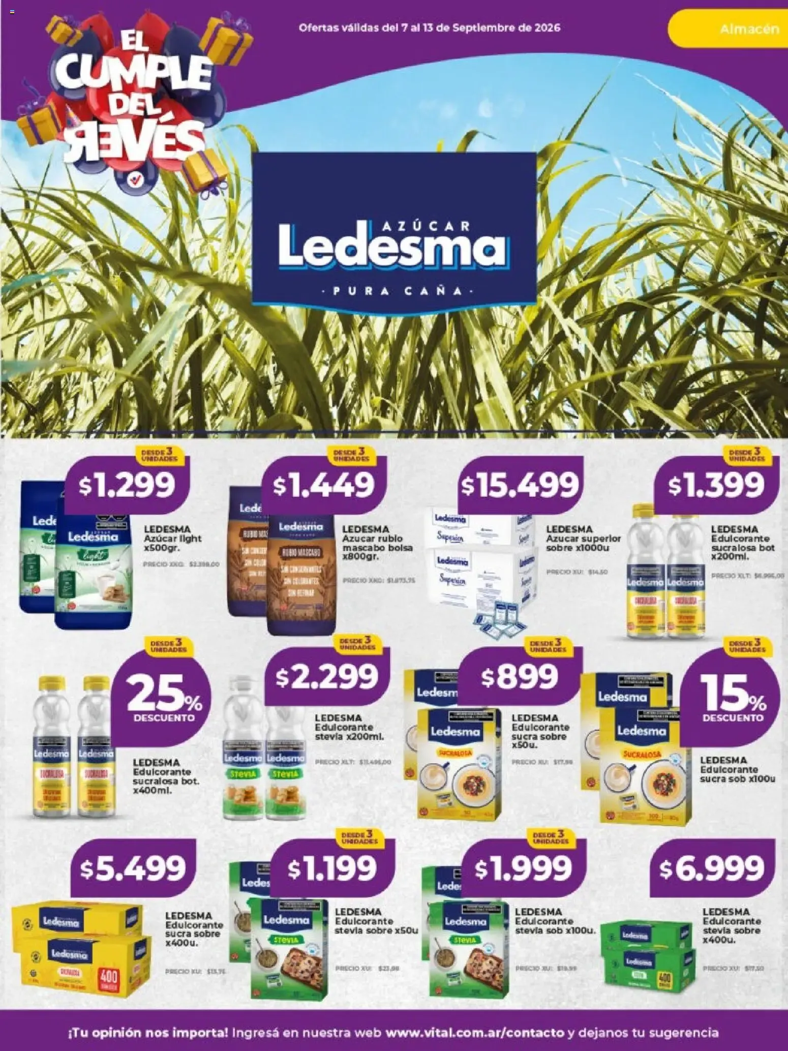 Ofertas de Vital Super Mayorista - El Cumple del Revés 7 de septiembre al 13 de septiembre 2026 - Página 20 del catálogo