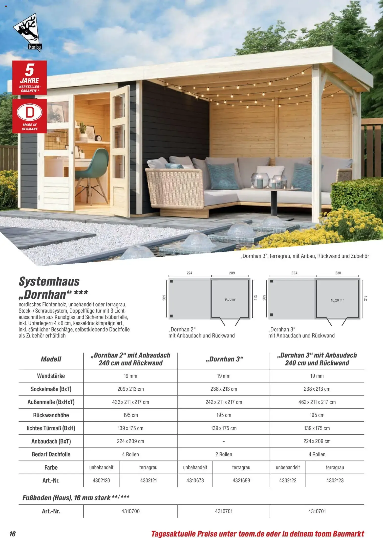 Toom Baumarkt Gartenhäuser & Carports 2026 (ab 20.02.2026) zum Blättern von 20. Februar bis 30. Juni 2026 - Prospekt seite 16