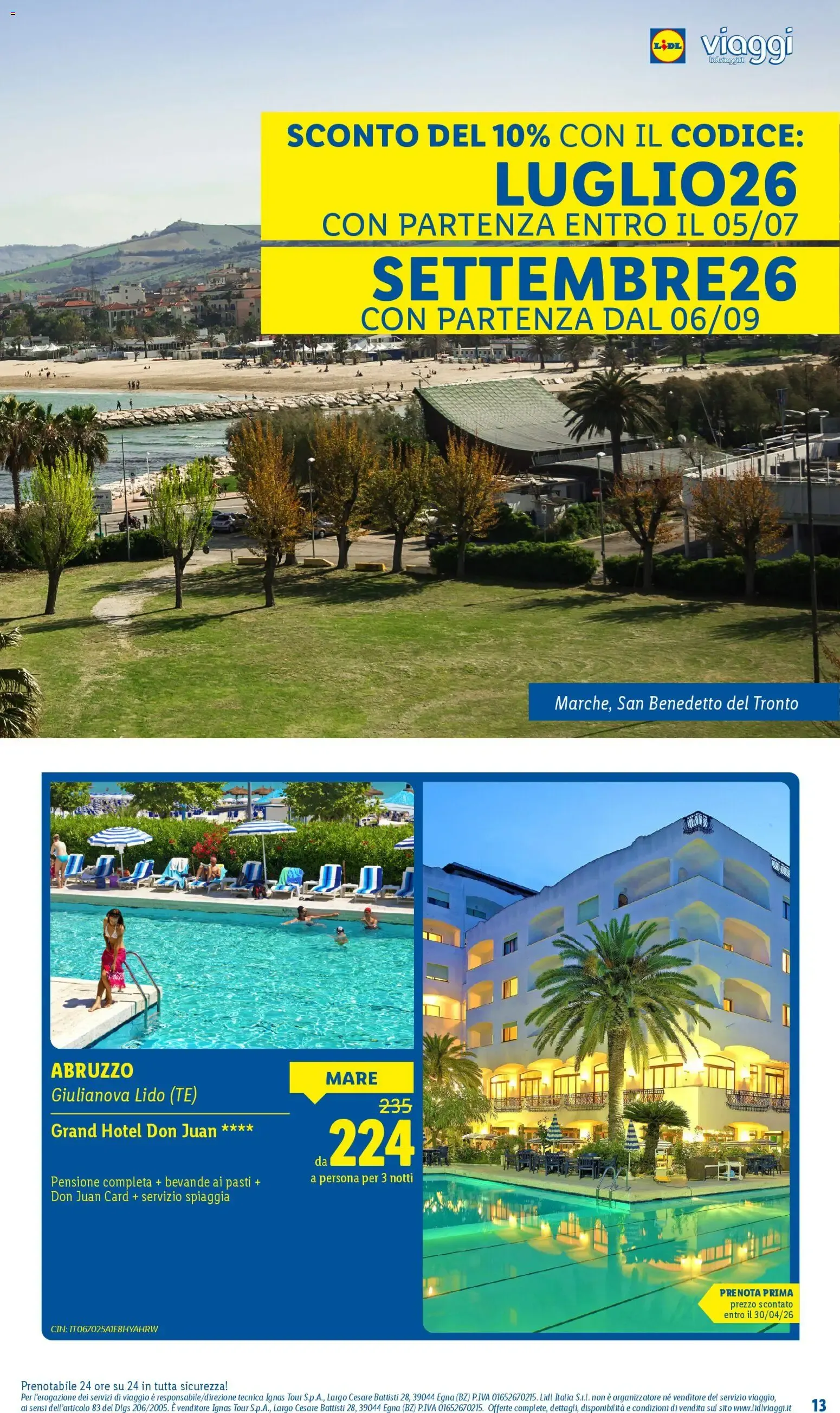 Lidl Viaggi: Vacanze da sogno per la tua estate da 11 marzo a 20 settembre di 2026 - Pagina del volantino 13