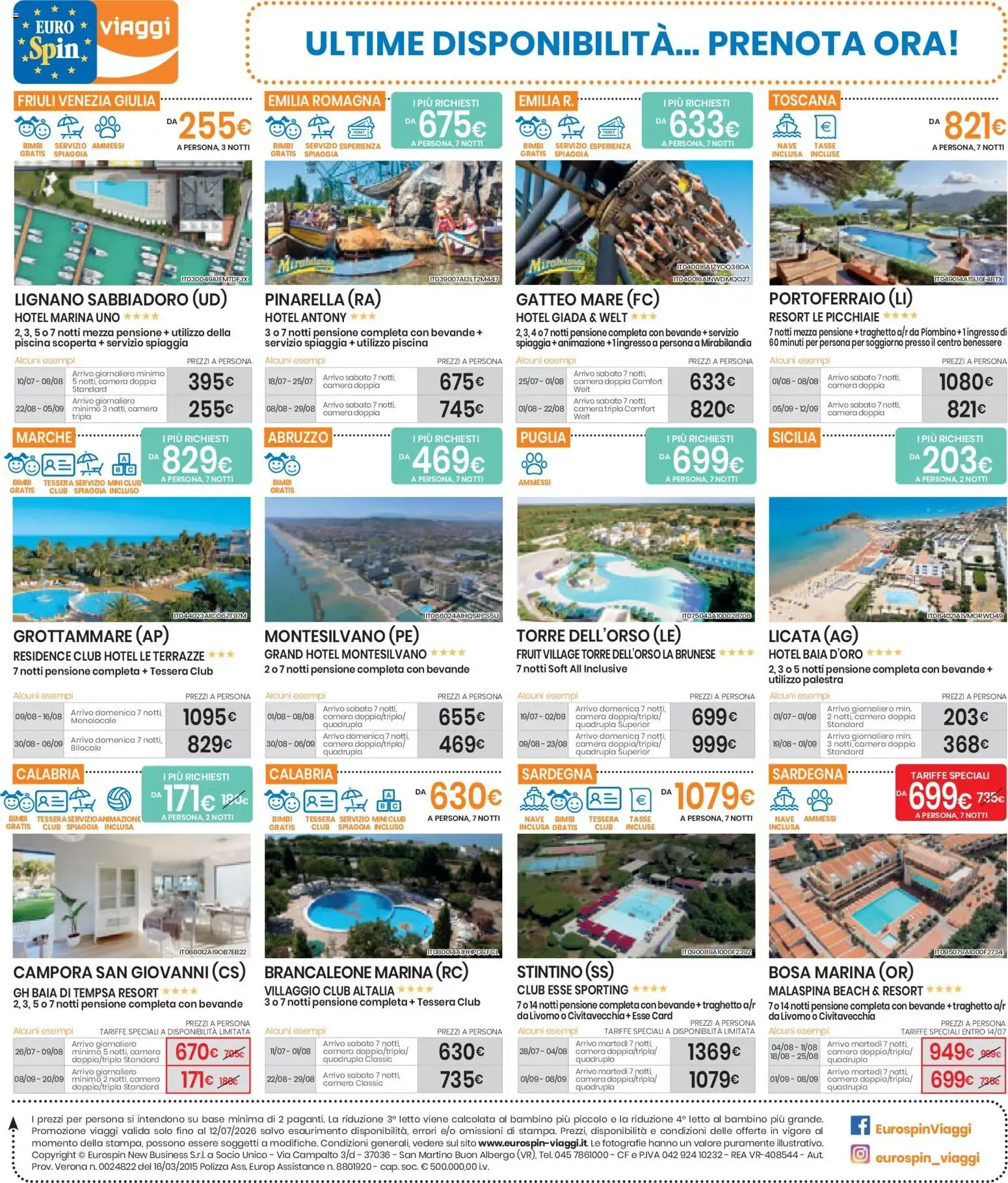 Eurospin Viaggi: Ultime Disponibilità - Prenota Ora! da 2 luglio a 12 luglio di 2026 - Pagina del volantino 1