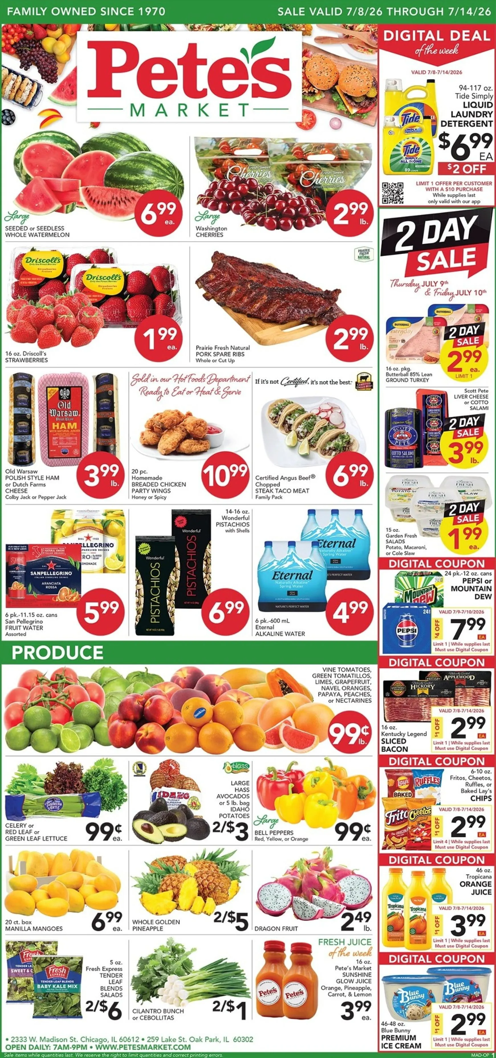 Weekly promotion Current Pete's Fresh Market - Madison & Western leaflet valid from Wednesday 07/08/2026 to Tuesday 07/14/2026 spanning from July 8 to July 14 2026 - Page 1 for Catalogue 365