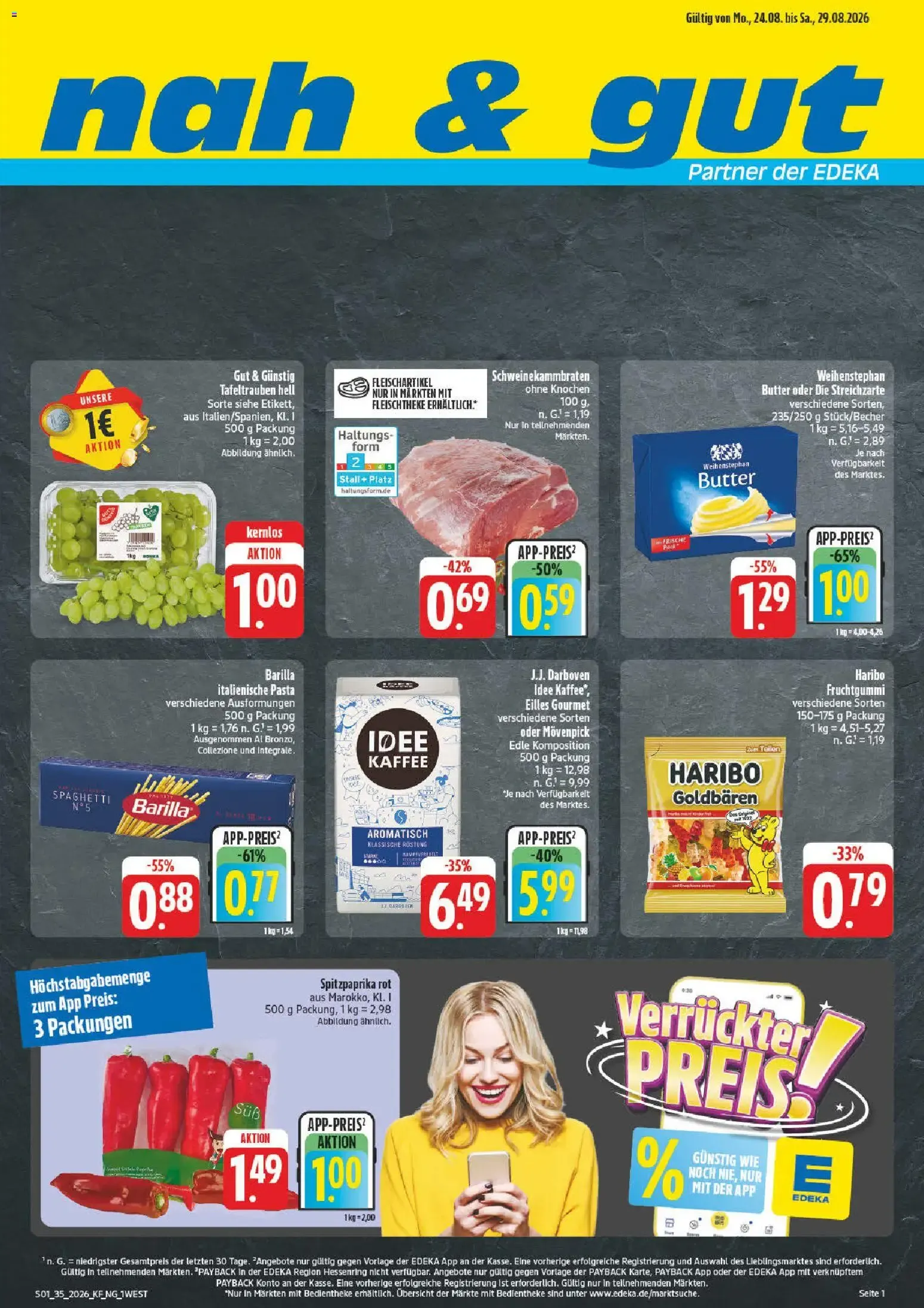 nah & gut Prospekt (ab 24.08.2026) zum Blättern von 24. August bis 29. August 2026 - Prospekt seite 1