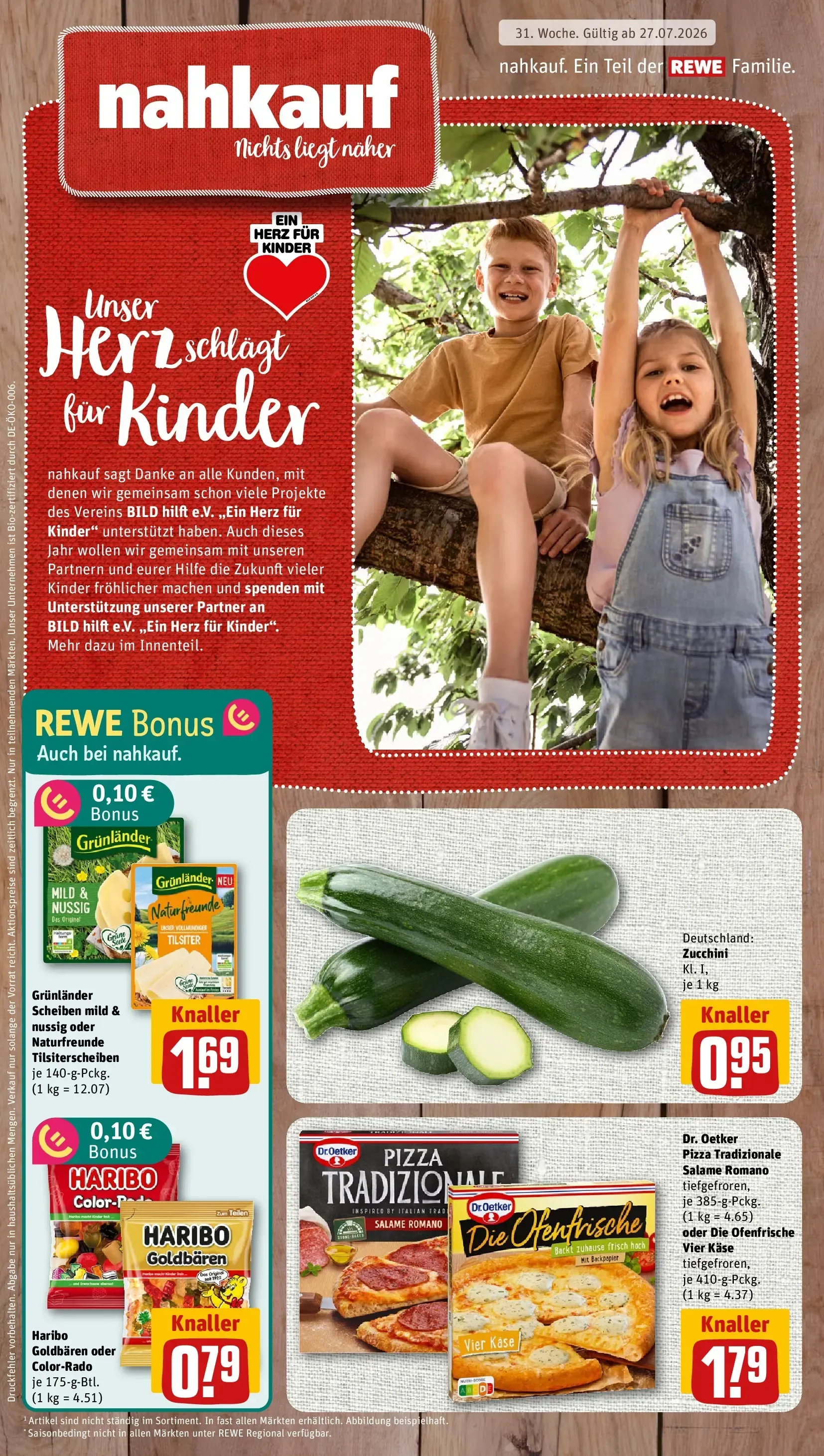 nahkauf: Unser Herz schlägt für Kinder von 27. Juli bis 2. August 2026 - Prospekt seite 1