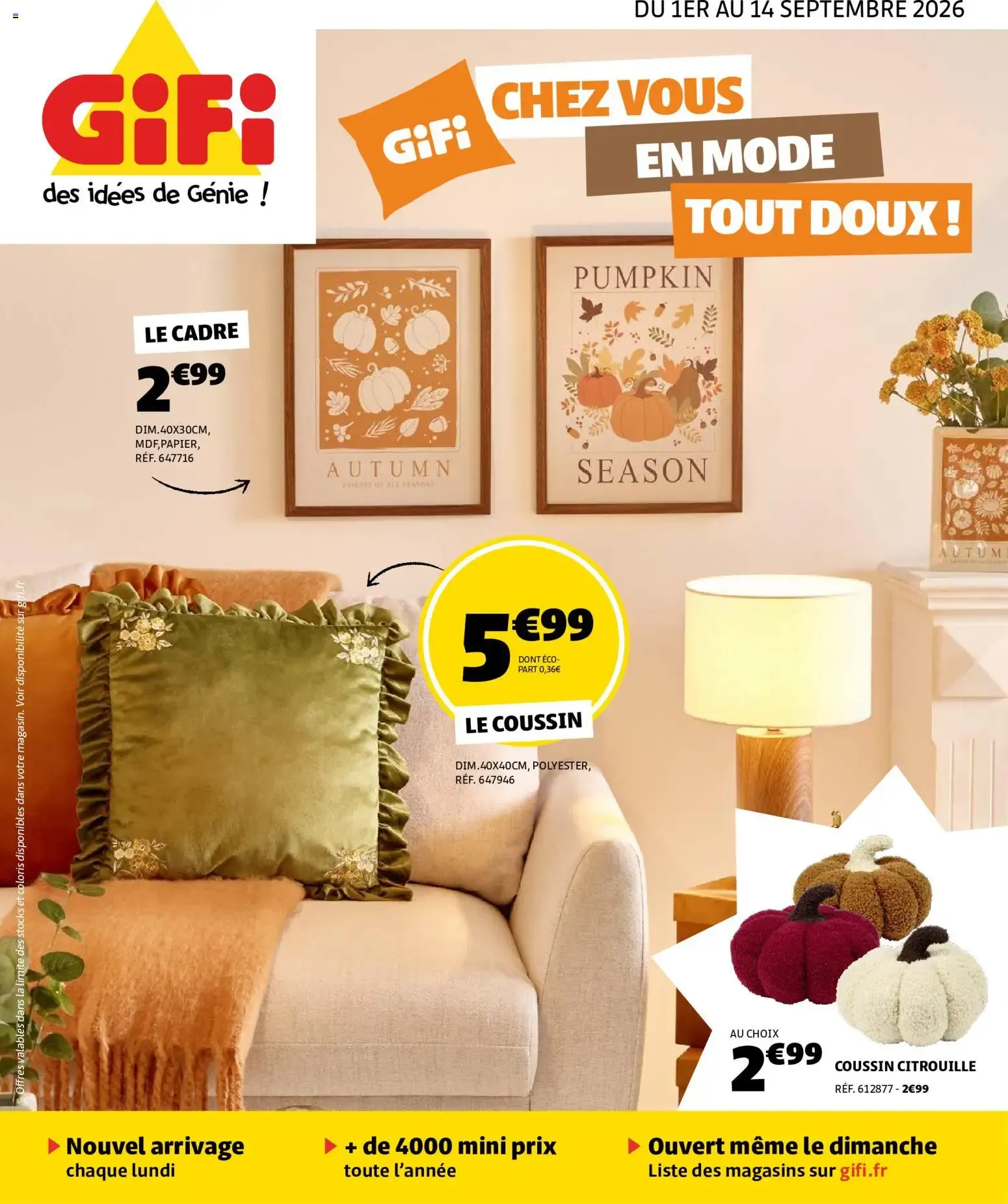 GiFi - Chez vous en mode tout doux! du 1 septembre au 14 septembre 2026 - Catalogue page 1