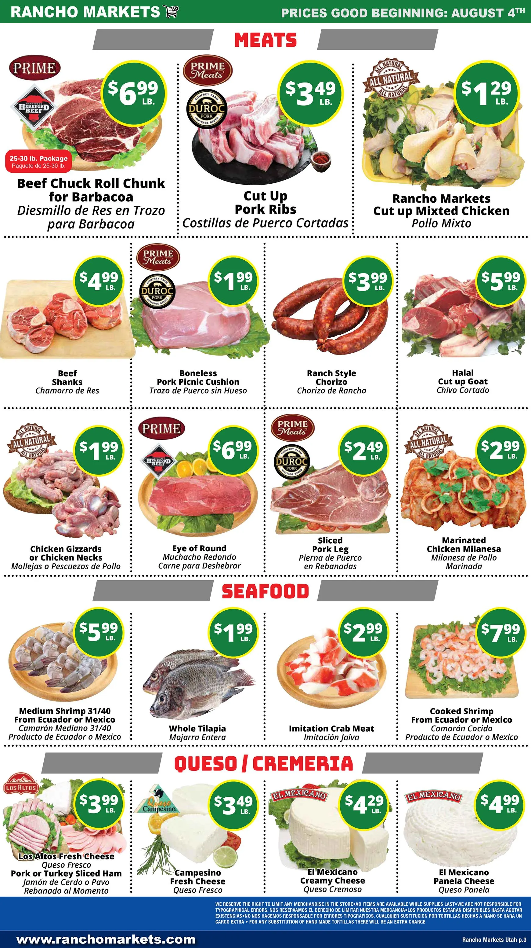 Weekly ad Current Rancho Markets leaflet valid from Tuesday 08/04/2026 to Monday 08/10/2026 from August 4 to August 10 2026 - Page 4