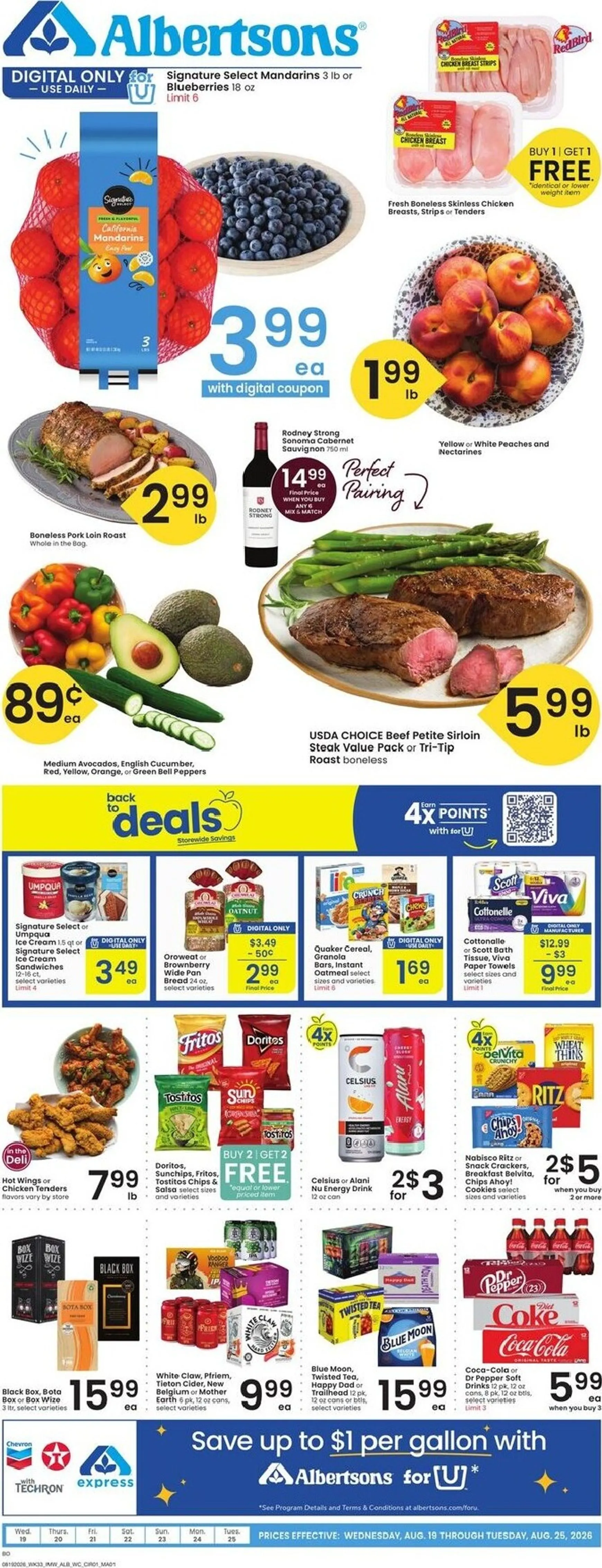 Current Albertsons leaflet valid from Wednesday 08/19/2026 to Tuesday 08/25/2026