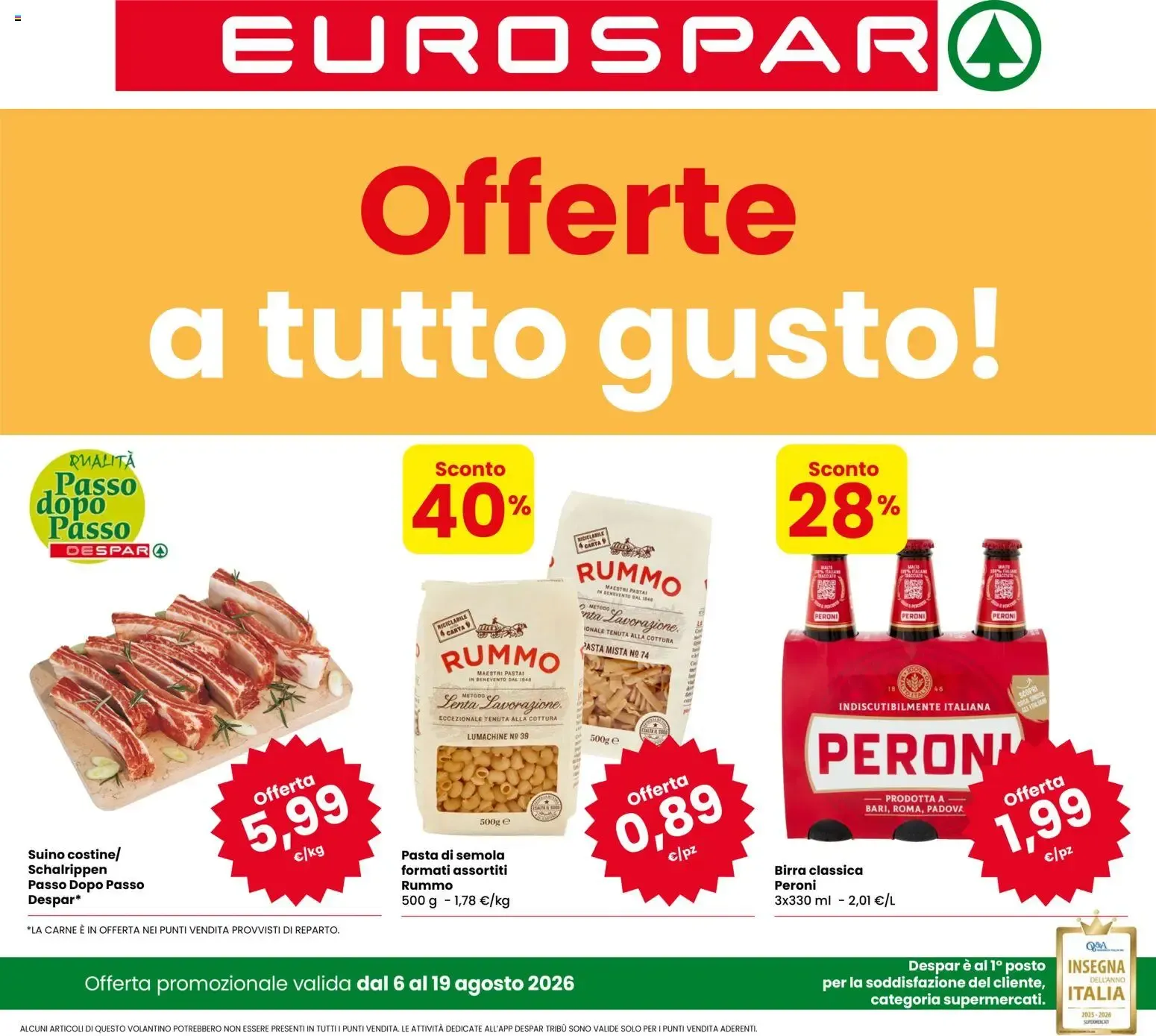 Nuovo Eurospar volantino dal 06/08/2026 > offerte anteprima 🛍️ da 6 agosto a 19 agosto di 2026 - Pagina del volantino 1