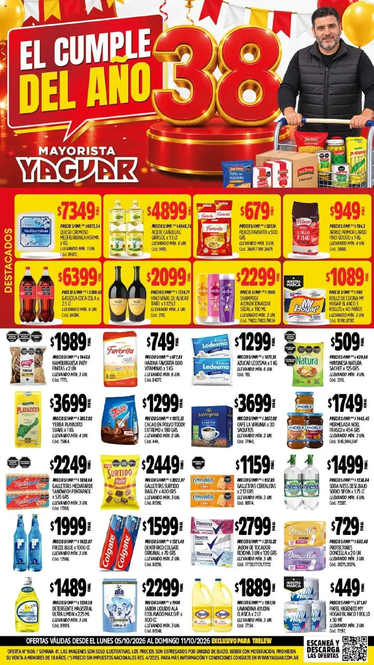 Ofertas de Mayorista Yaguar - El Cumple del Año 38 - Oferta Semanal Trelew 5 de octubre al 11 de octubre 2026 - Página 1 del catálogo