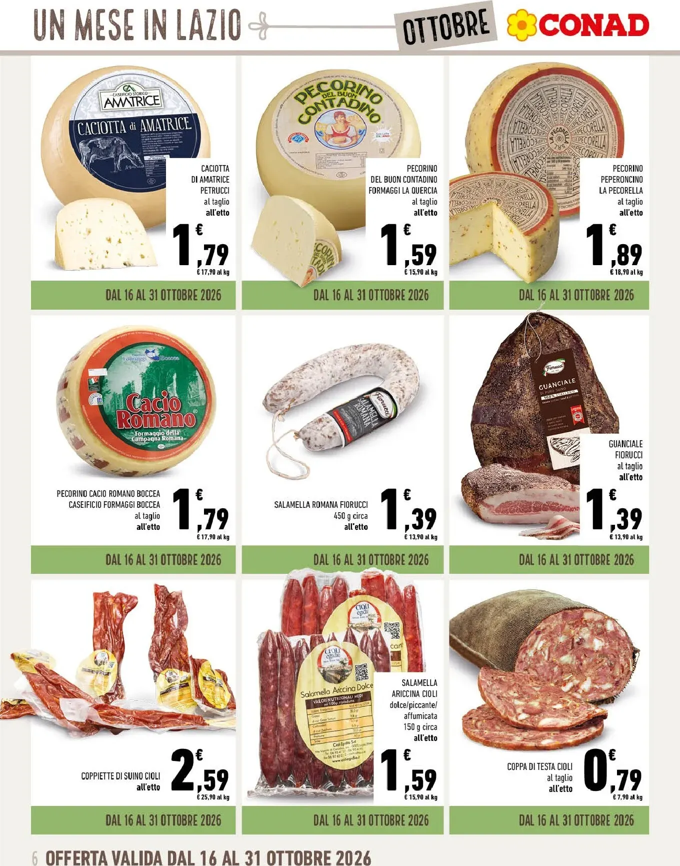 Gli Speciali Conad: Un Mese in Lazio a Tavola da 30 settembre a 31 ottobre di 2026 - Pagina del volantino 6