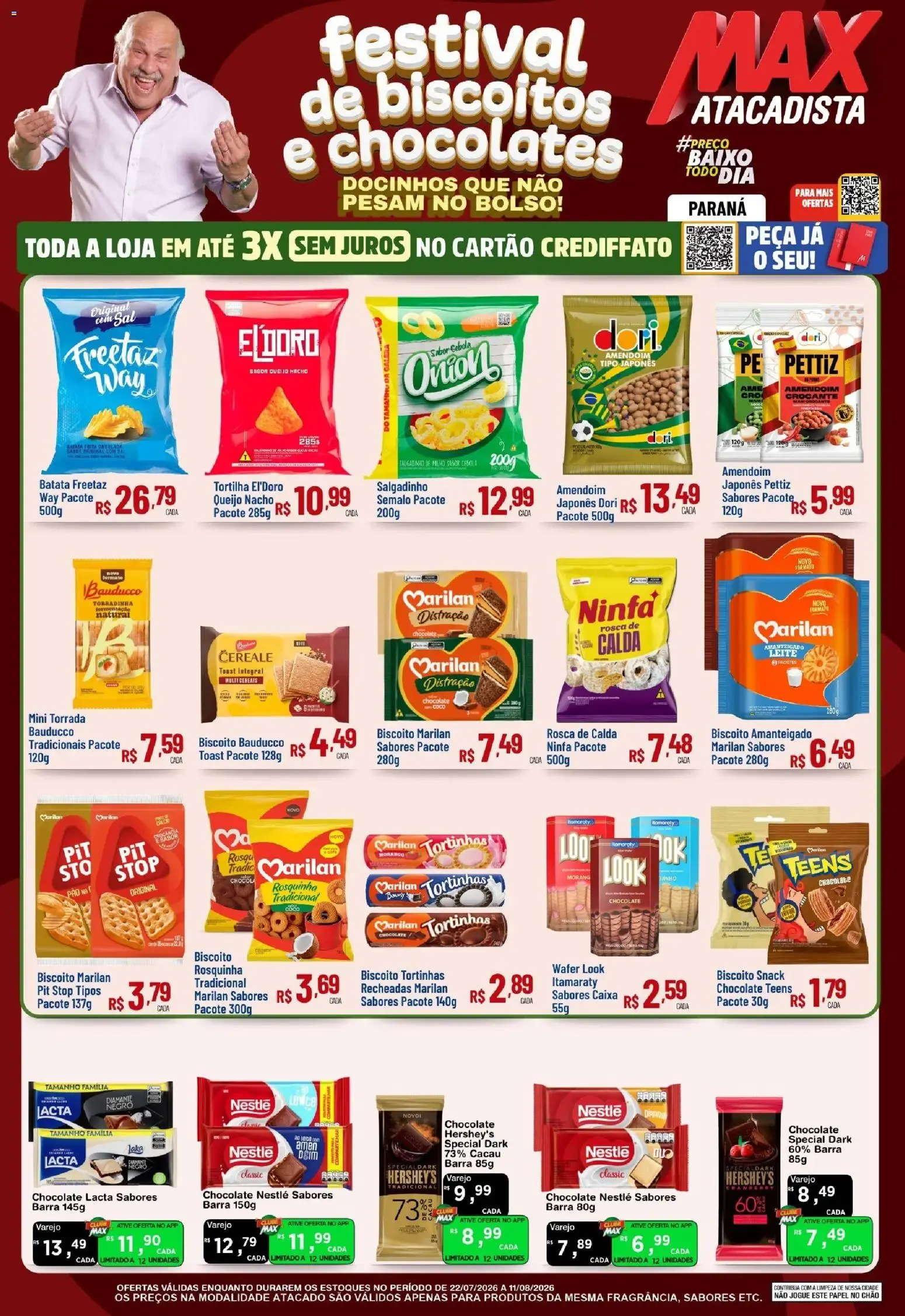 Encarte de Max Atacadista ofertas Biscoitos e Chocolates de 29/07/2026 | Promoções Online 22 de julho até 11 de agosto 2026 - Pagina 1