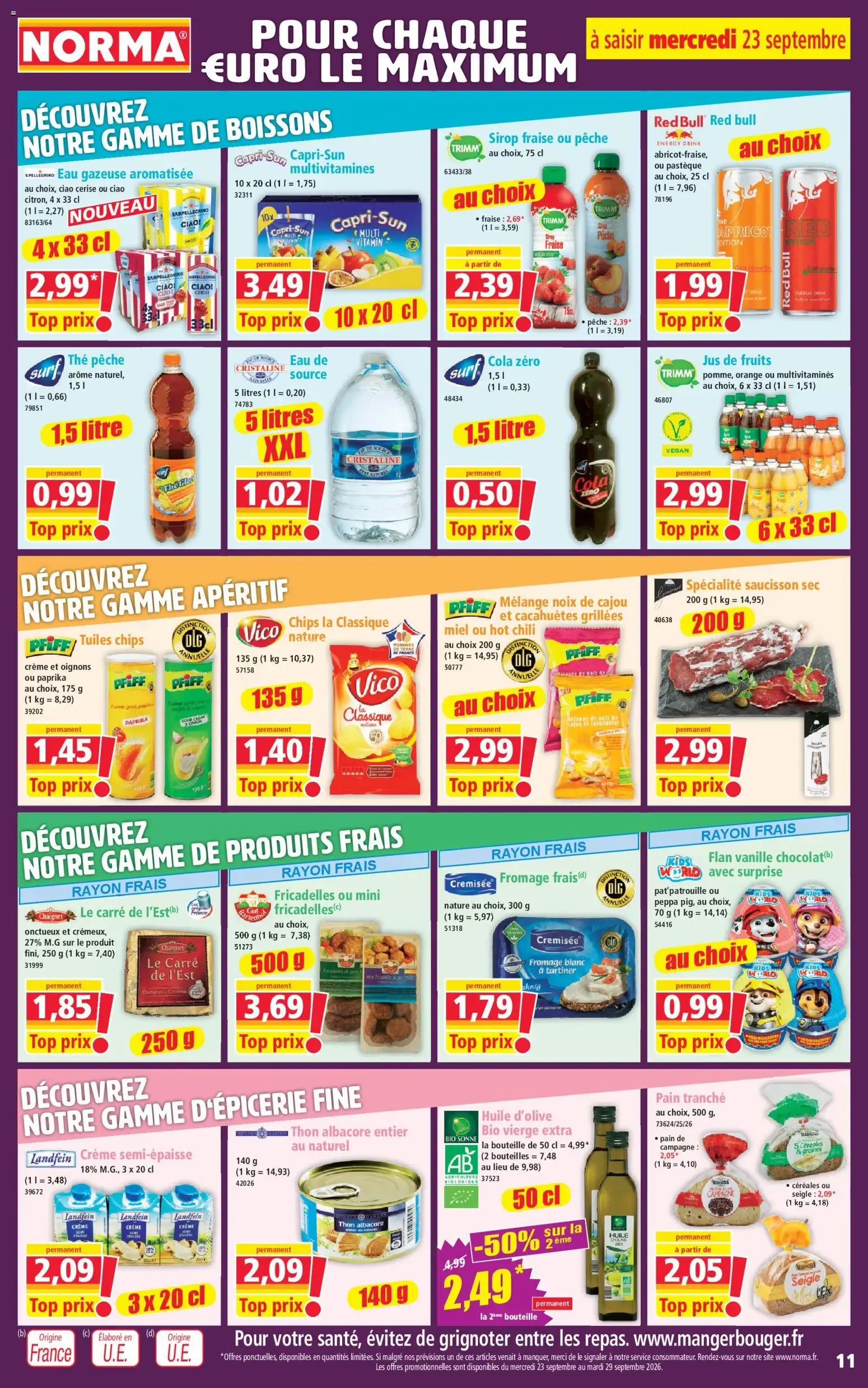 Norma - Votre Discounter Régional du 23 septembre au 29 septembre 2026 - Catalogue page 11