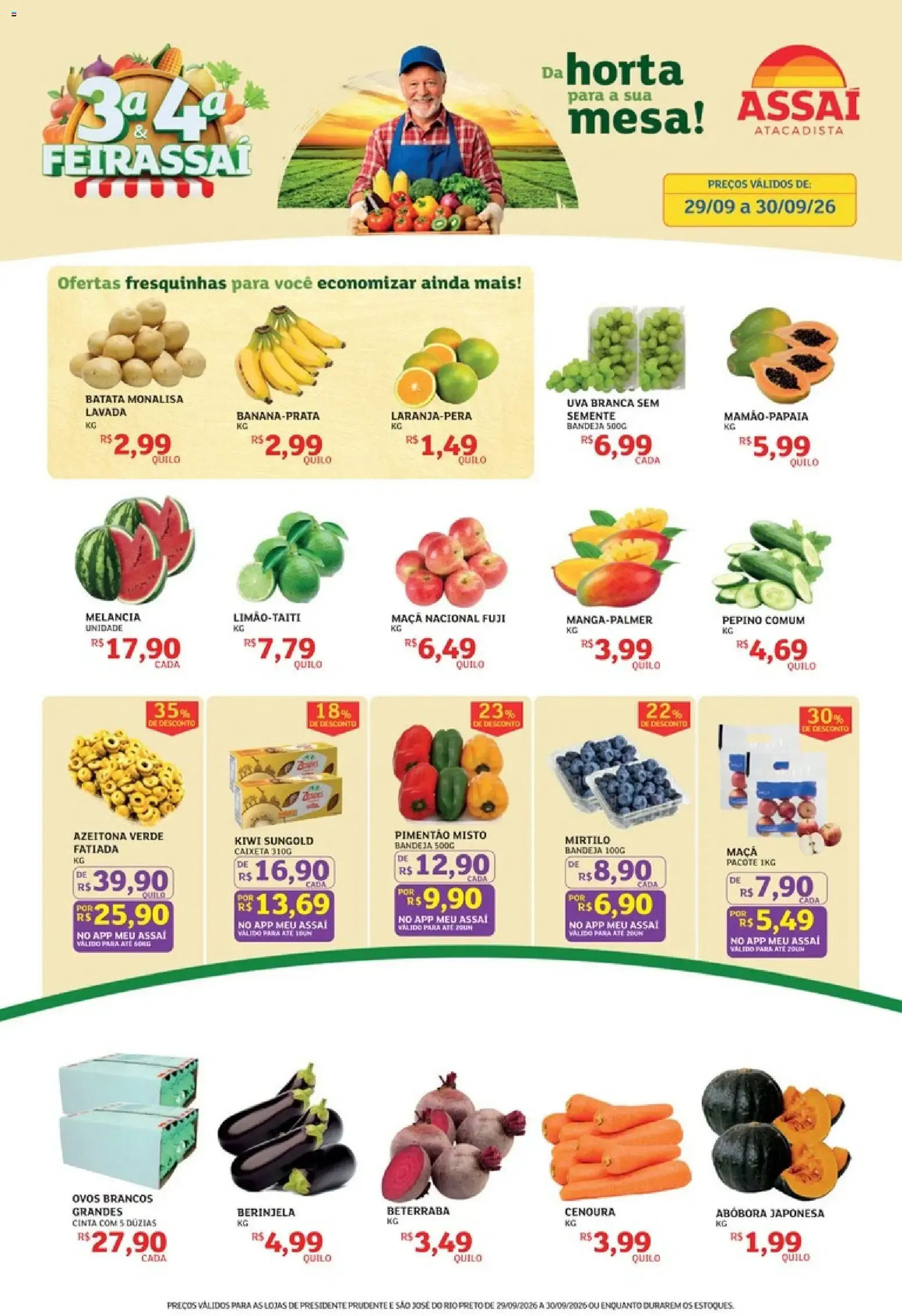 Encarte de Assaí Atacadista - 3ª e 4ª Feirassai: Ofertas de Hortifruti 29 de setembro até 30 de setembro 2026 - Pagina 1