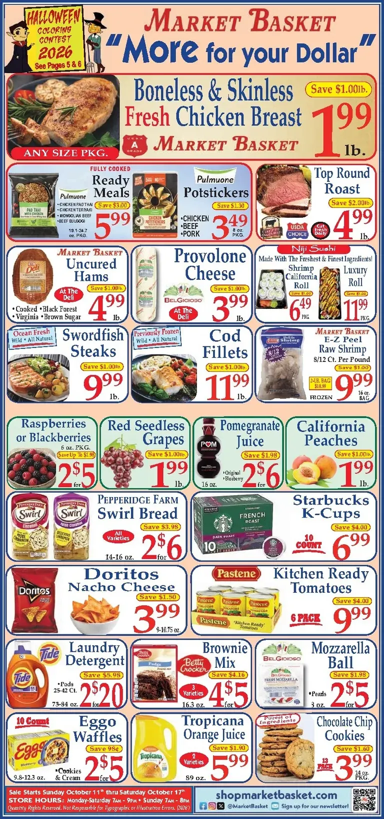 Weekly ad Current Market Basket leaflet valid from Sunday 10/11/2026 to Saturday 10/17/2026 from October 11 to October 17 2026 - Page 1