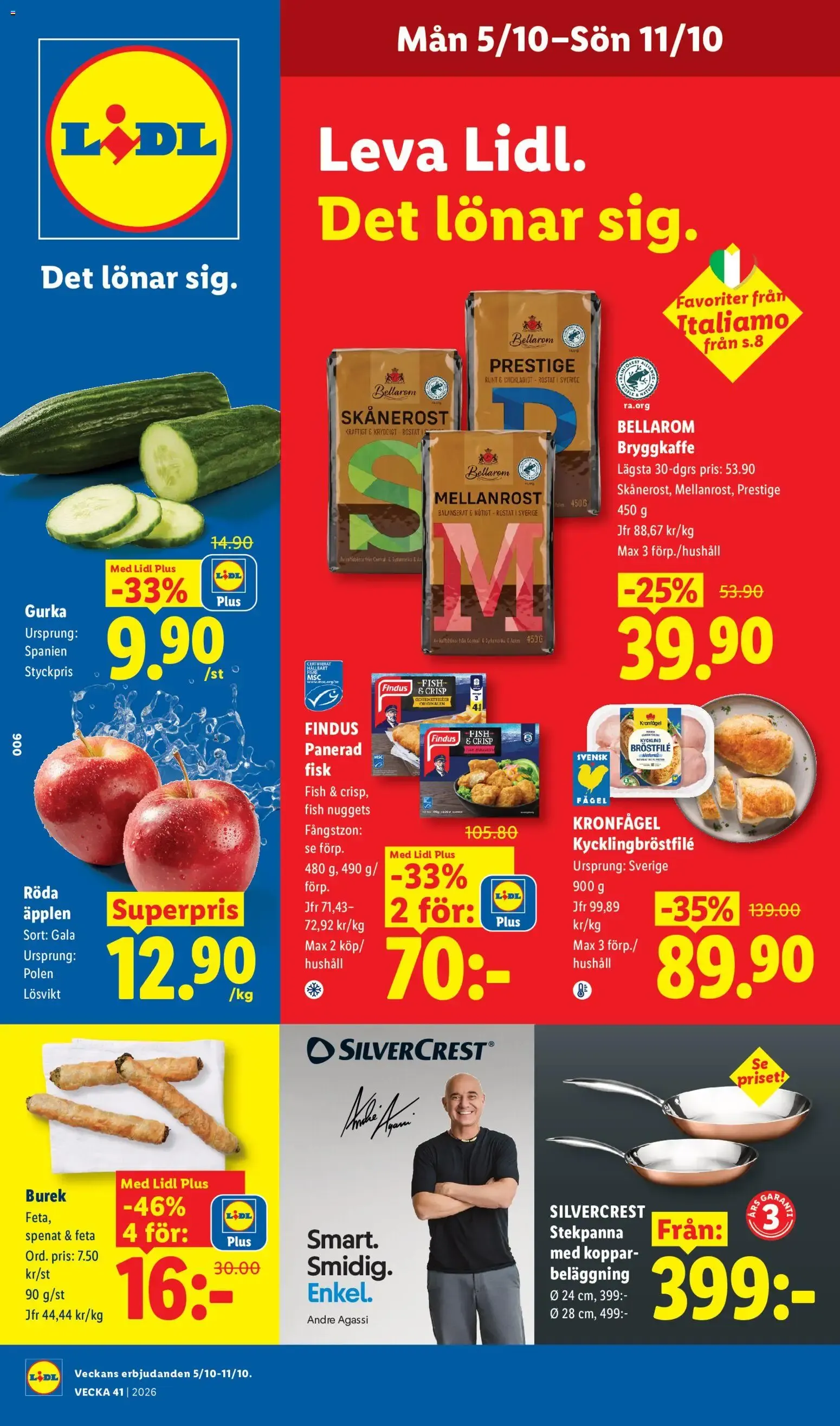 Lidl erbjudanden från 05/10/2026 - 11/10/2026 > Reklamblad nuvarande rabatter från 5 oktober till 11 oktober 2026 - Reklamblad sidor 1