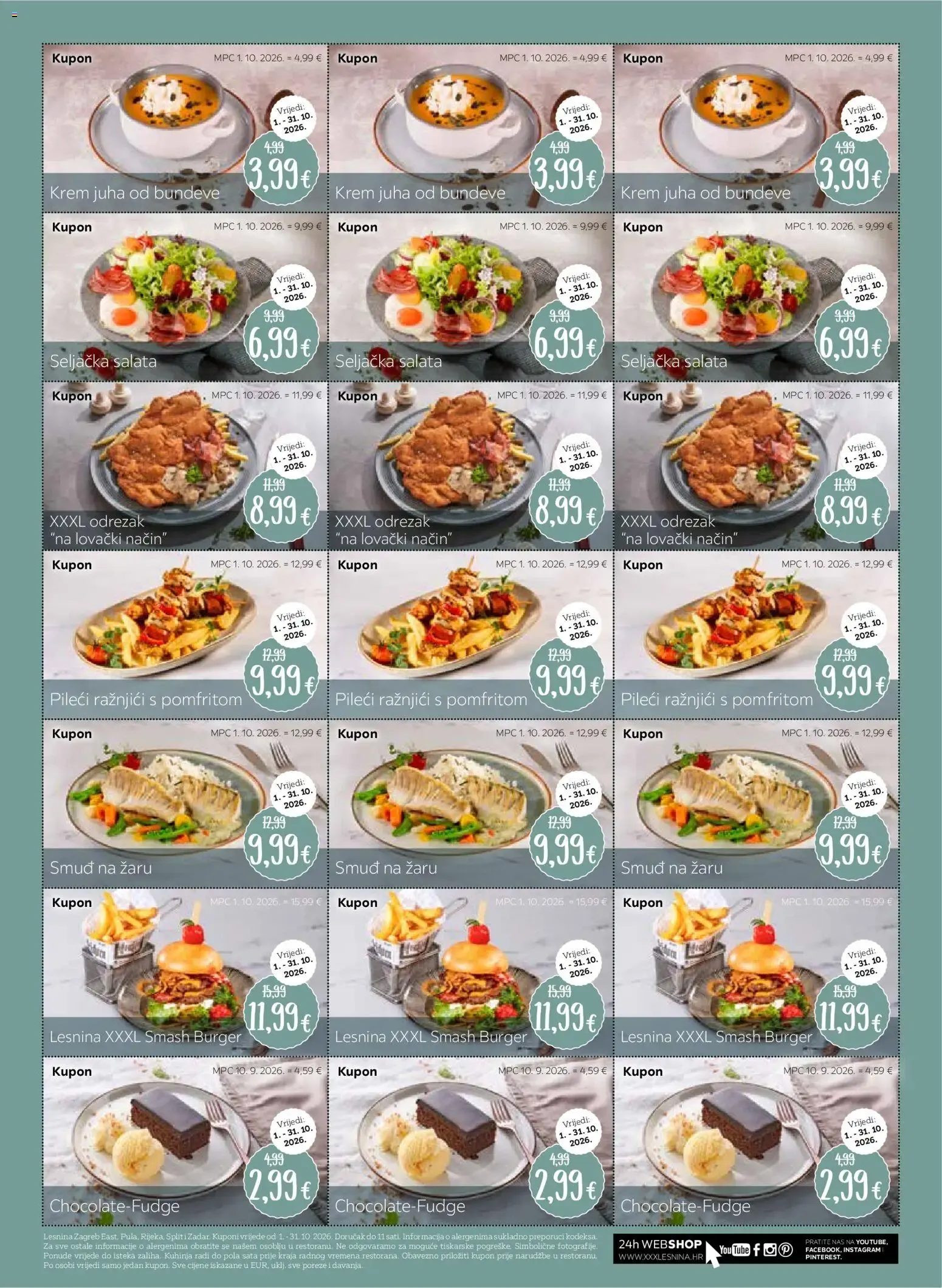 Katalog Lesnina Kuponi za restoran Lesnina Zagreb East, Pula, Rijeka, Split i Zadar novi od 01.10.2026 na listanje > letak digitalni od 1. listopada do 31. listopada 2026. - Pregled Stranica 1