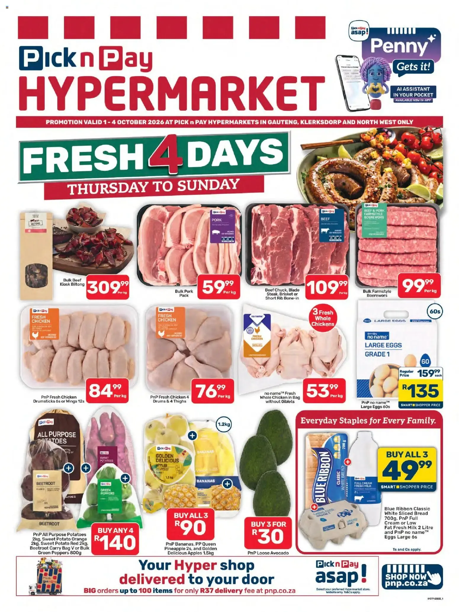 Pick n Pay Inland Provinces - Hypermarket Fresh Specials (01/10/2026 - 04/10/2026) Online from 1 October to 4 October 2026 - Catalogue Page 1