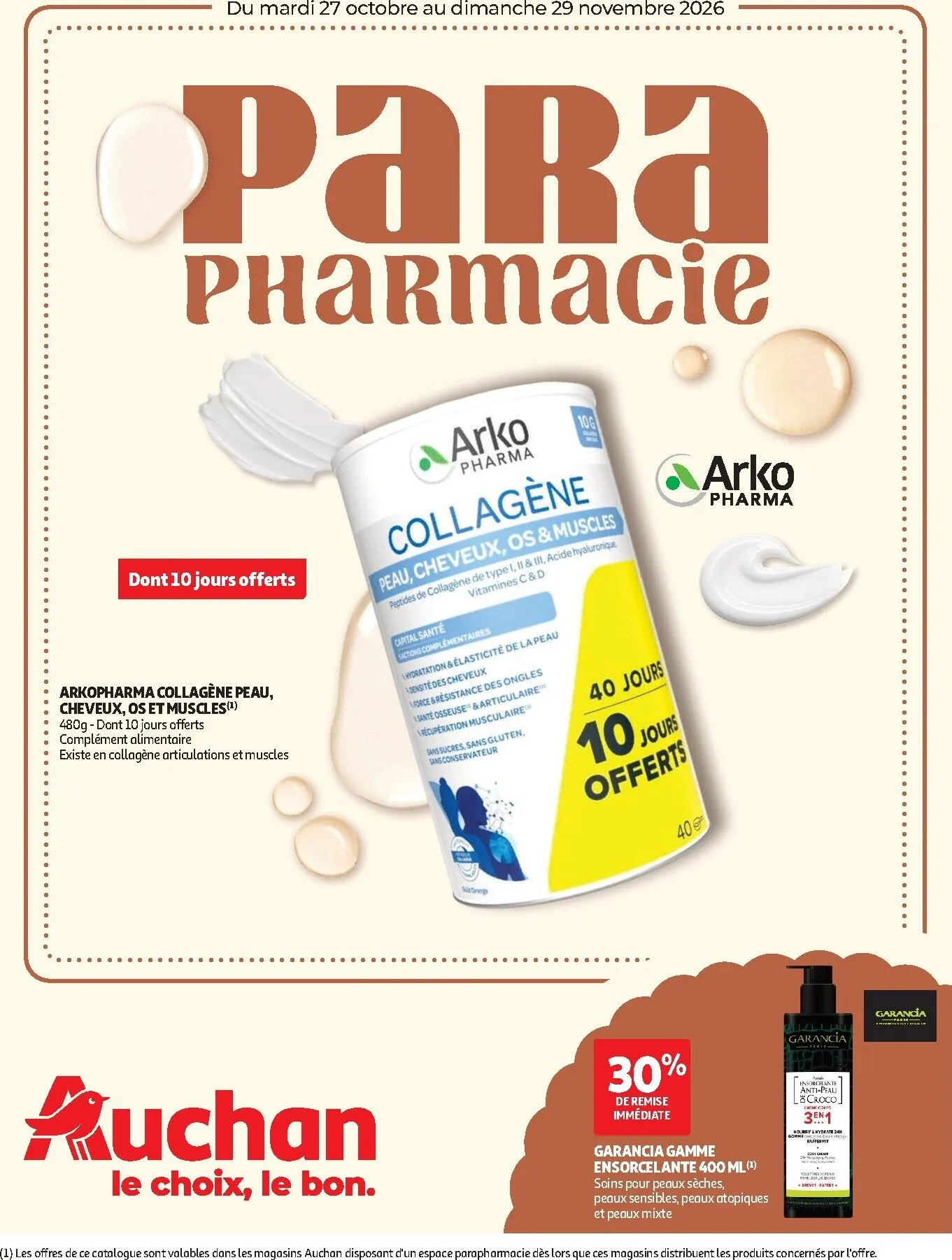 Current Auchan - Parapharmacie, beauté leaflet valid from du mardi 27/10/2026 to du dimanche 29/11/2026