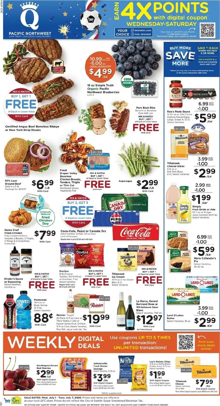 Weekly ad Current QFC leaflet valid from Wednesday 07/01/2026 to Tuesday 07/07/2026 from July 1 to July 7 2026 - Page 1