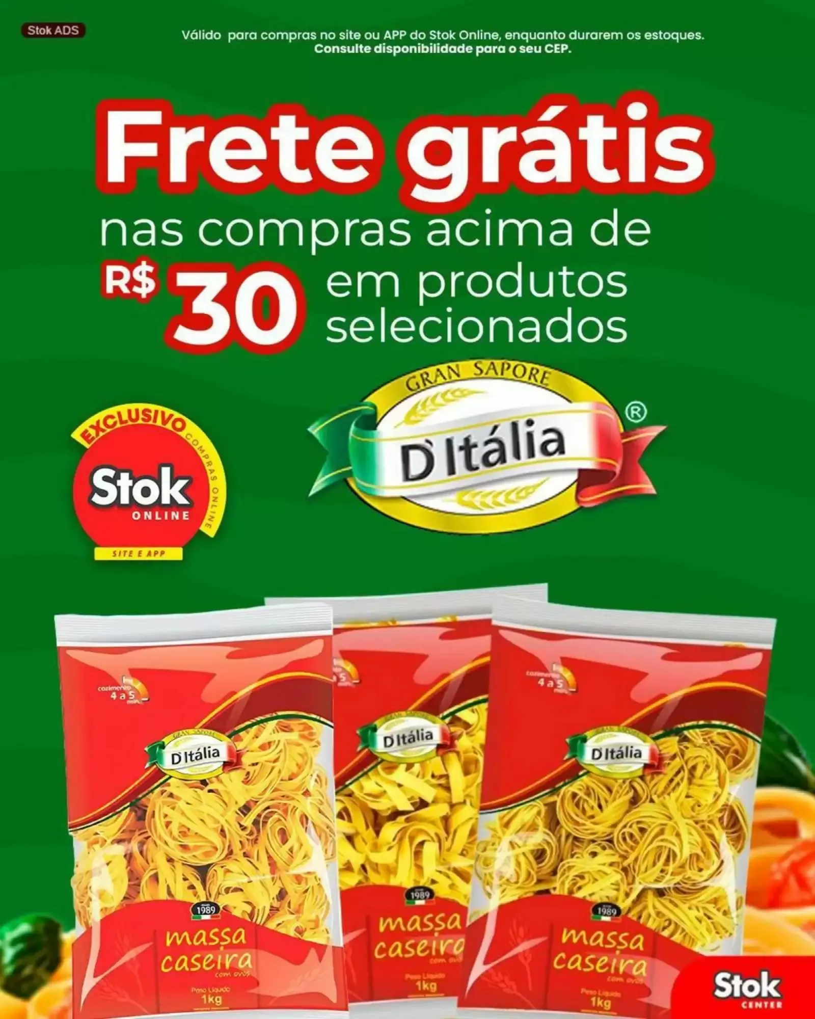 Encarte de Frete grátis Stok Online - Massa Caseira D'Itália 1 de julho até 7 de julho 2026 - Pagina 1