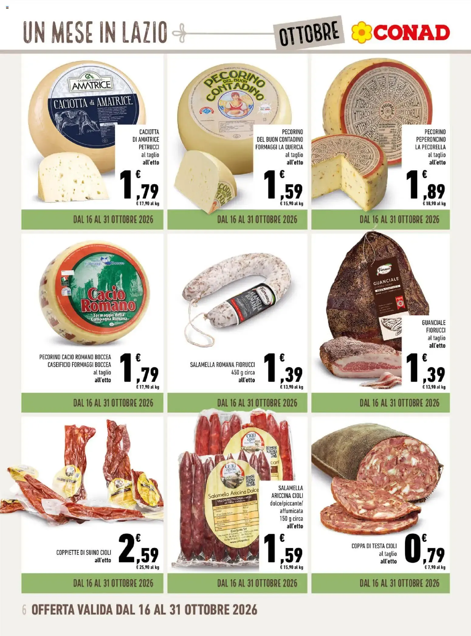 Gli Speciali Conad: Un Mese in Lazio a Tavola da 30 settembre a 31 ottobre di 2026 - Pagina del volantino 6