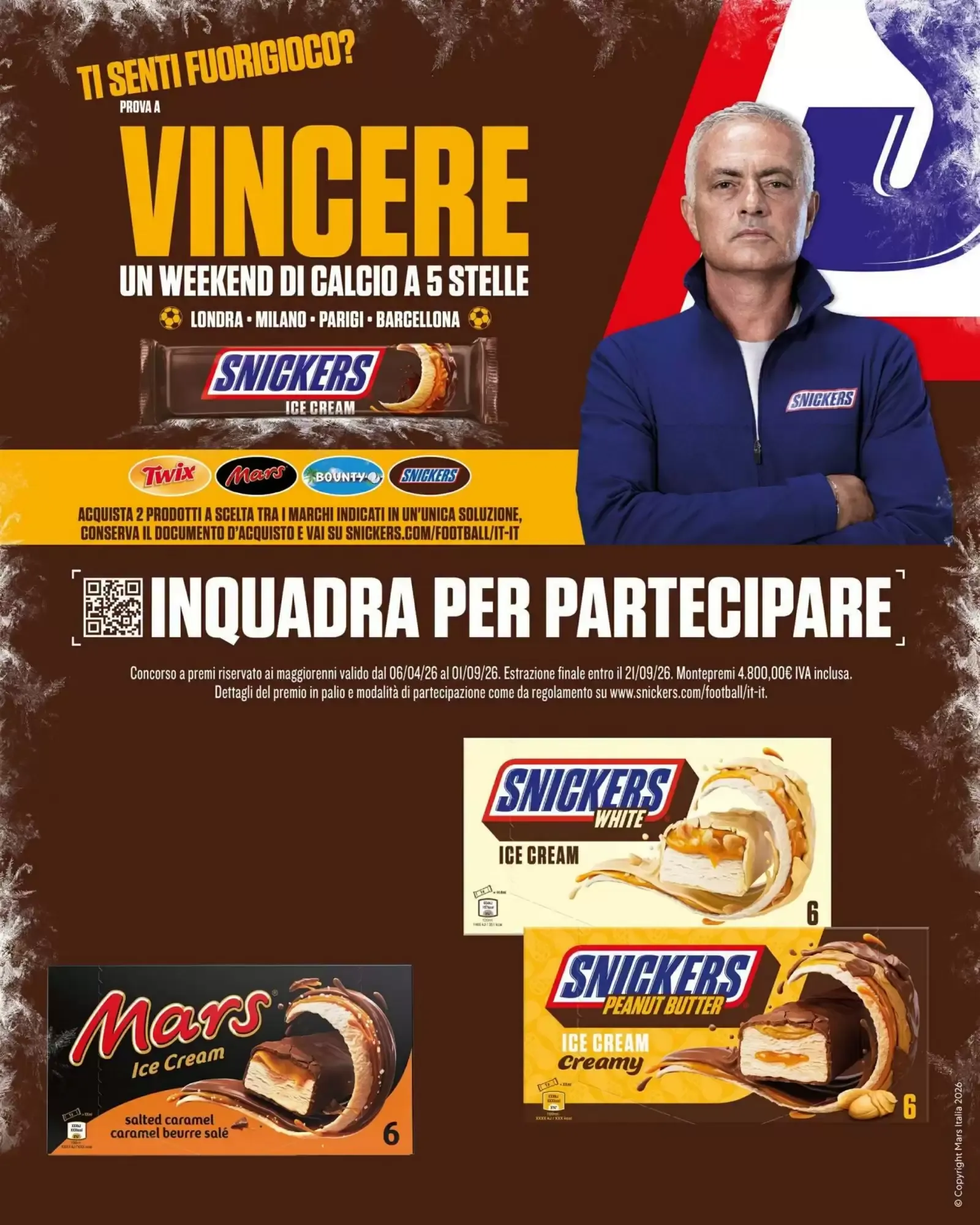 Concurso Snickers Ice Cream: Gana un fin de semana de fútbol da 6 aprile a 1 settembre di 2026 - Pagina del volantino 1