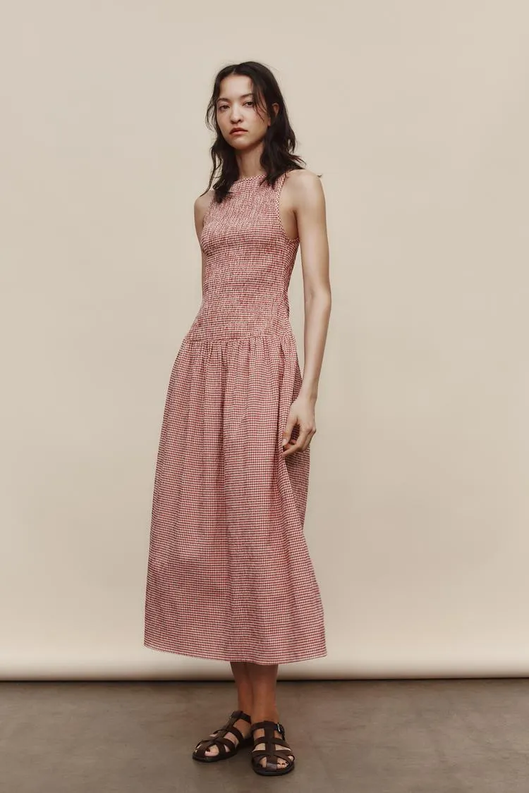 VESTIDO MIDI CUADRO VICHY