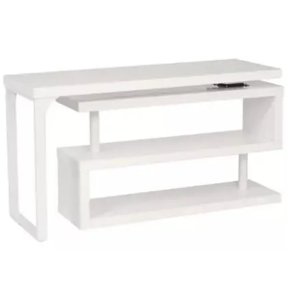 Escritorio en L Barcelona de aglomerado y melamina con 2 repisas blanco