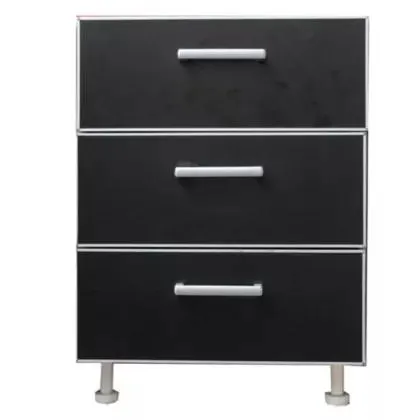 Bajo cajonero 40 x 82.5 cm Lugano 3 cajones negro aluminio