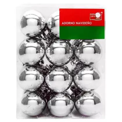 Pack de 24 esferas 4 cm plata mate