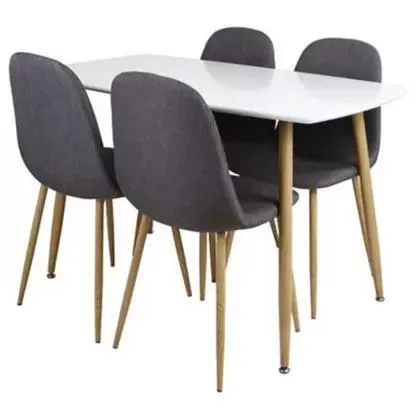 Juego de comedor Scandia mesa rectangular + 4 sillas negro
