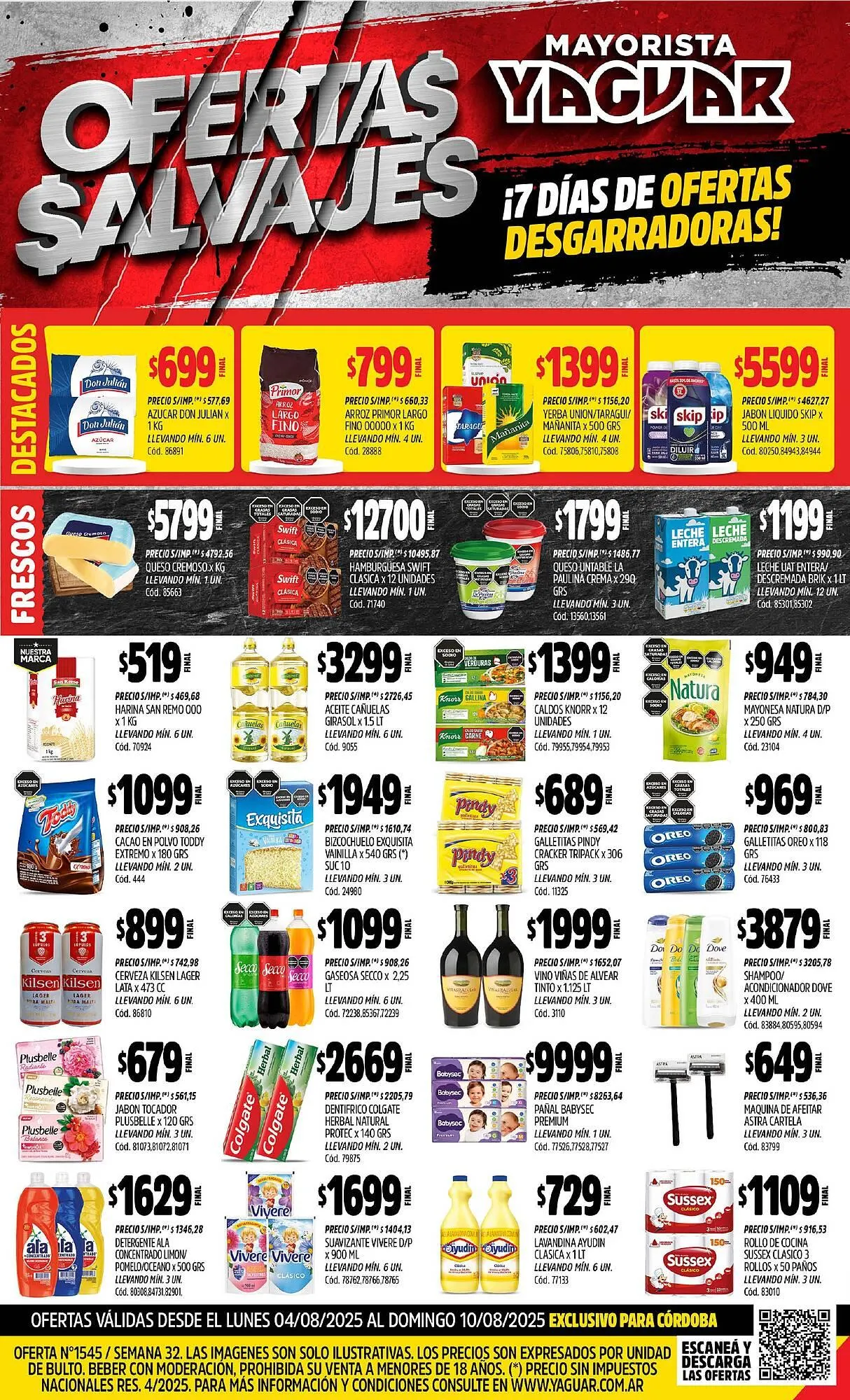 Ofertas de Catálogo Supermercados Yaguar 4 de agosto al 11 de agosto 2025 - Página 1 del catálogo