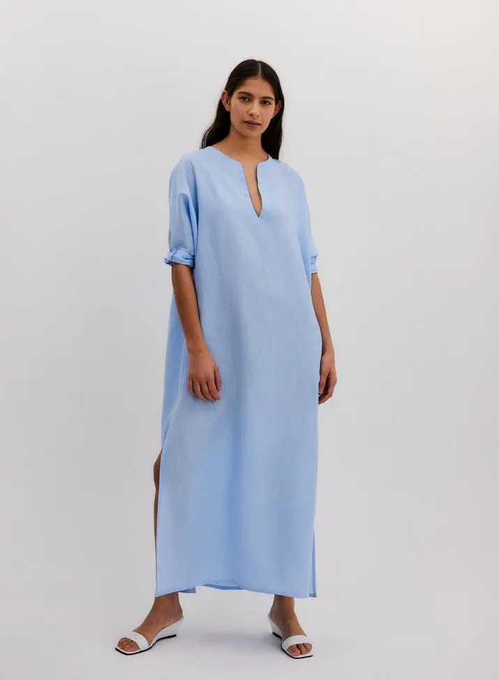 Tunica amplia lino Celeste