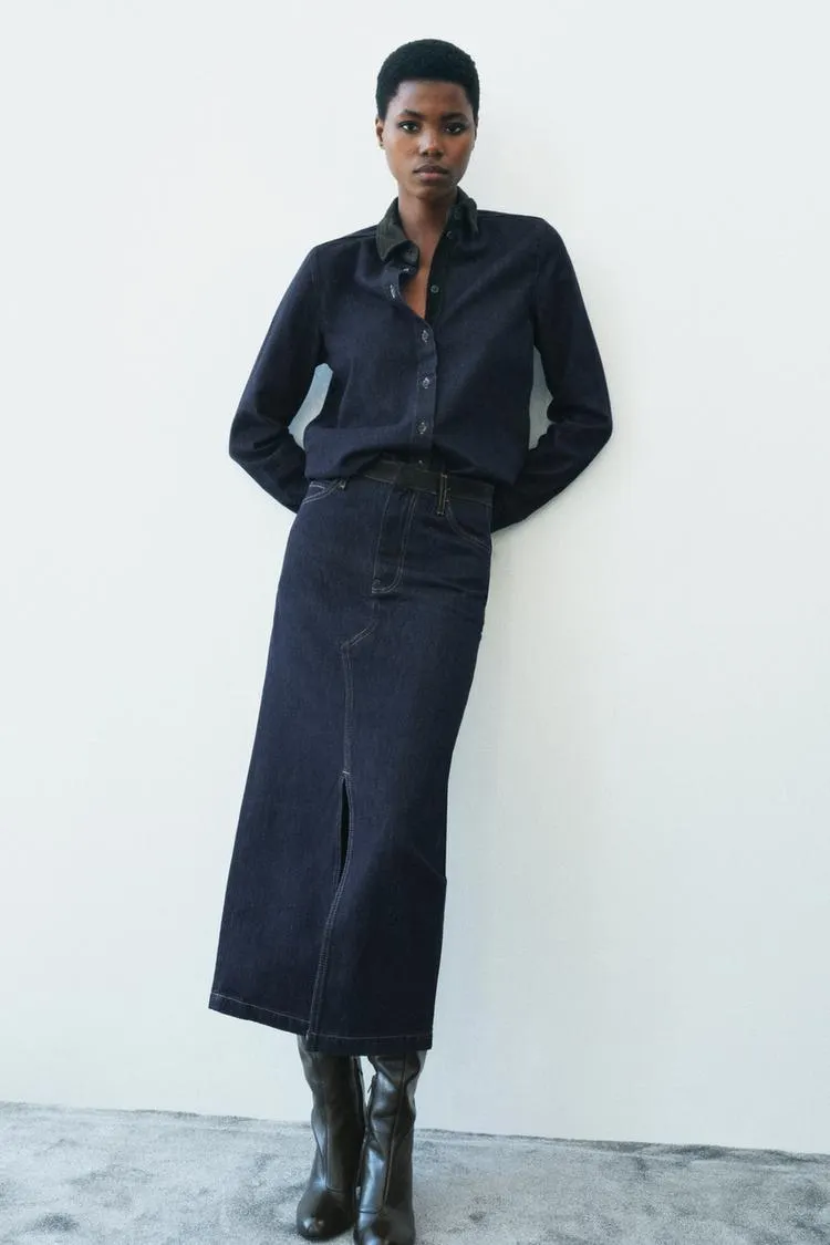 CAMISA DENIM COMBINADA ZW COLLECTION