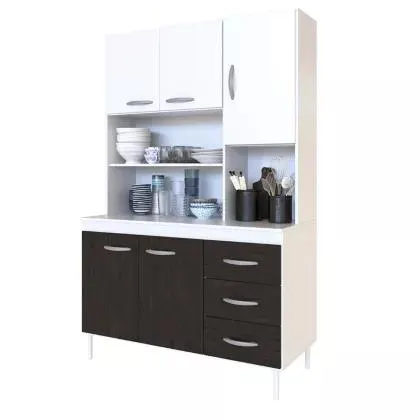 Kit de cocina Moscú 120 cm blanco y roble