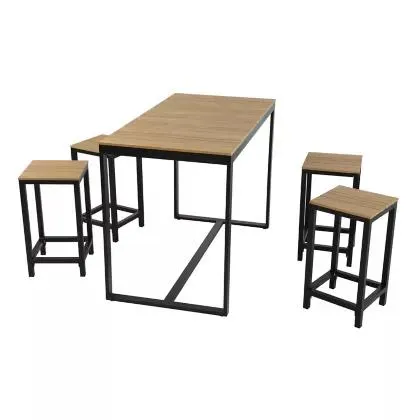 Juego de exterior Madera mesa + 4 sillas