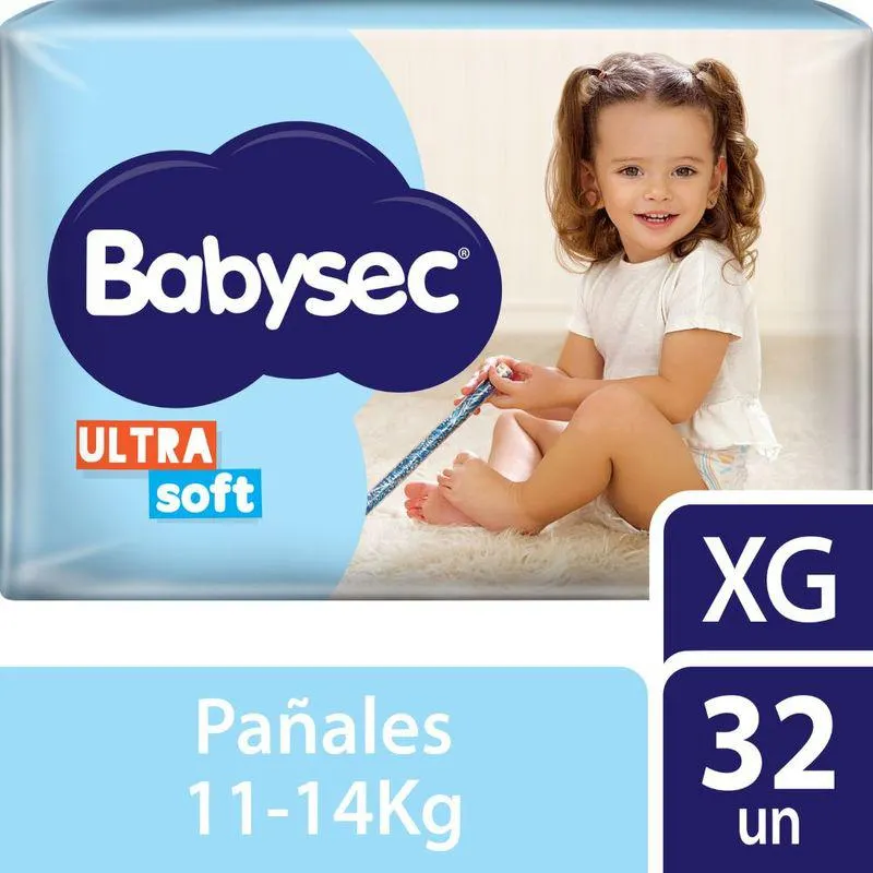 Pañales Babysec Ultrasoft talle XG x 32 Ud.