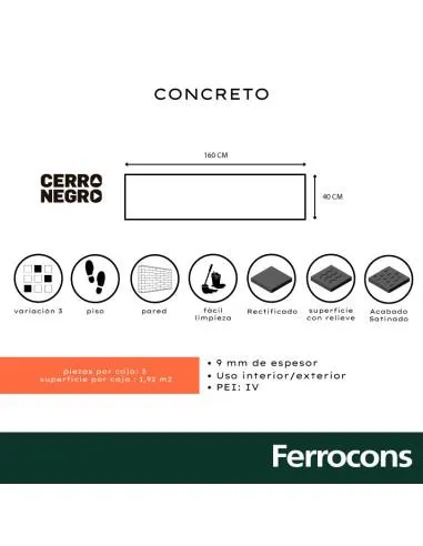 SEGUNDA CERRO NEGRO CONCRETO RECT 40X160 M2