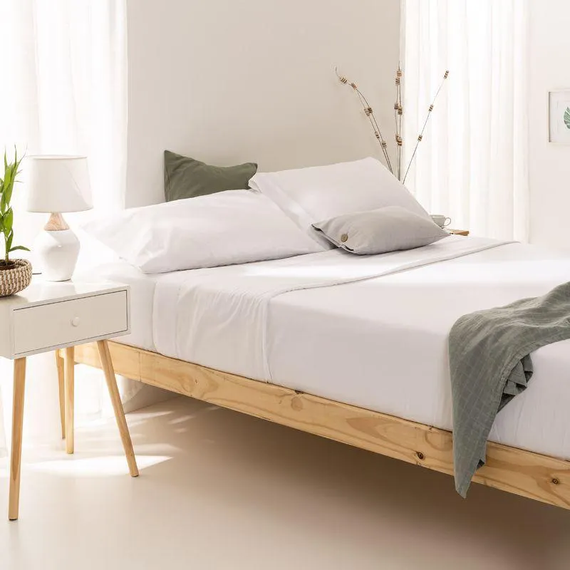 Juego de Sábanas Queen Size Algodón Peinado Liso