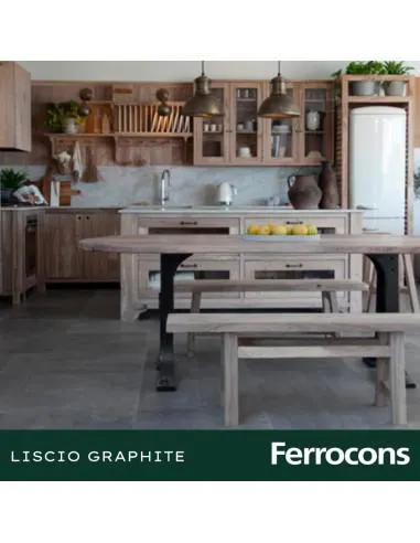 PORCELANATO VITE LISCIO GRAPHITE NAT 60X60