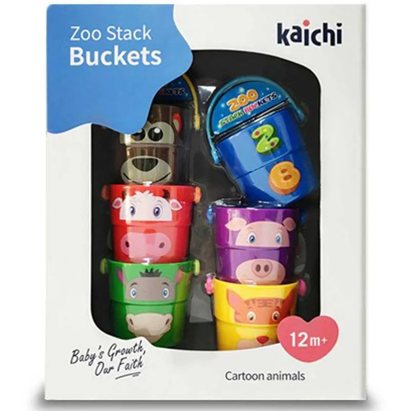 Juego Para Bañera De Baldecitos De Animales Apilables X 6.