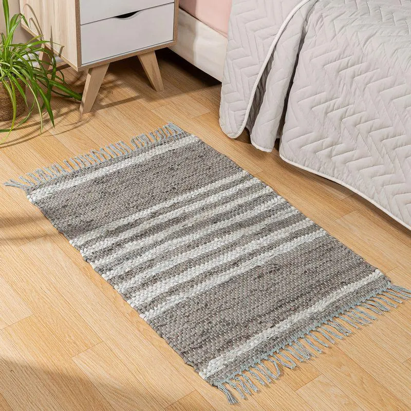 Alfombra Tejida a Mano Rayas 60 x 90 cm
