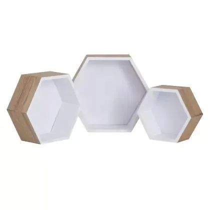 Set de 3 estantes de MDF hexagonal blancos