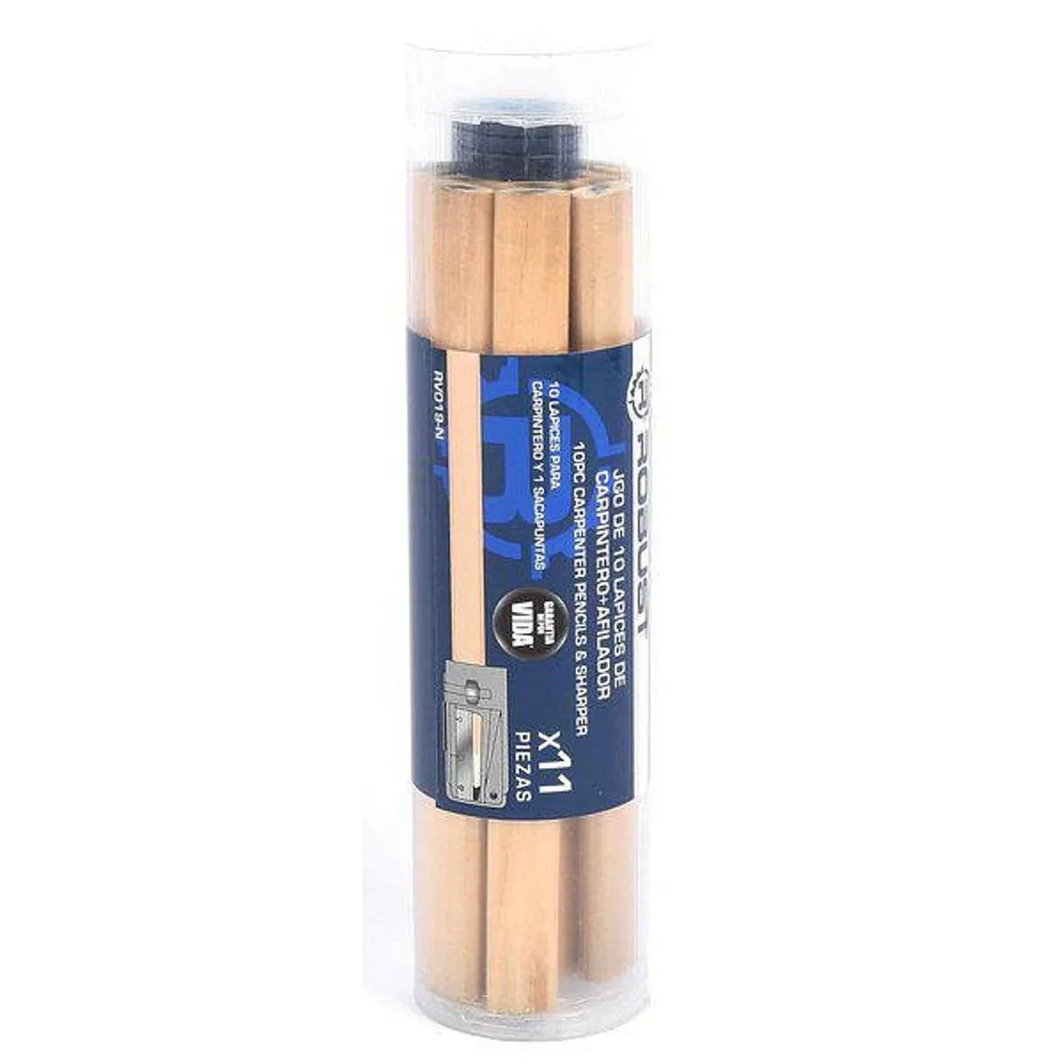 Juego 10 lápices carpintería + afilador Robust