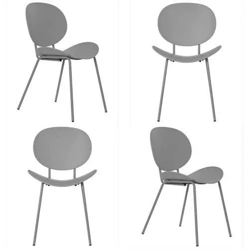 Silla Concept de comedor gris patas metal Makom x 4