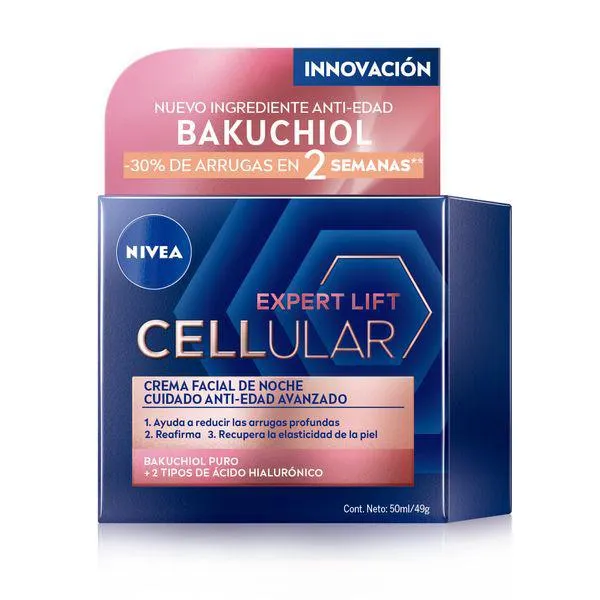 Crema Facial Antiedad de Noche Nivea Cellular Lift Expert con Bakuchiol x 50 ml