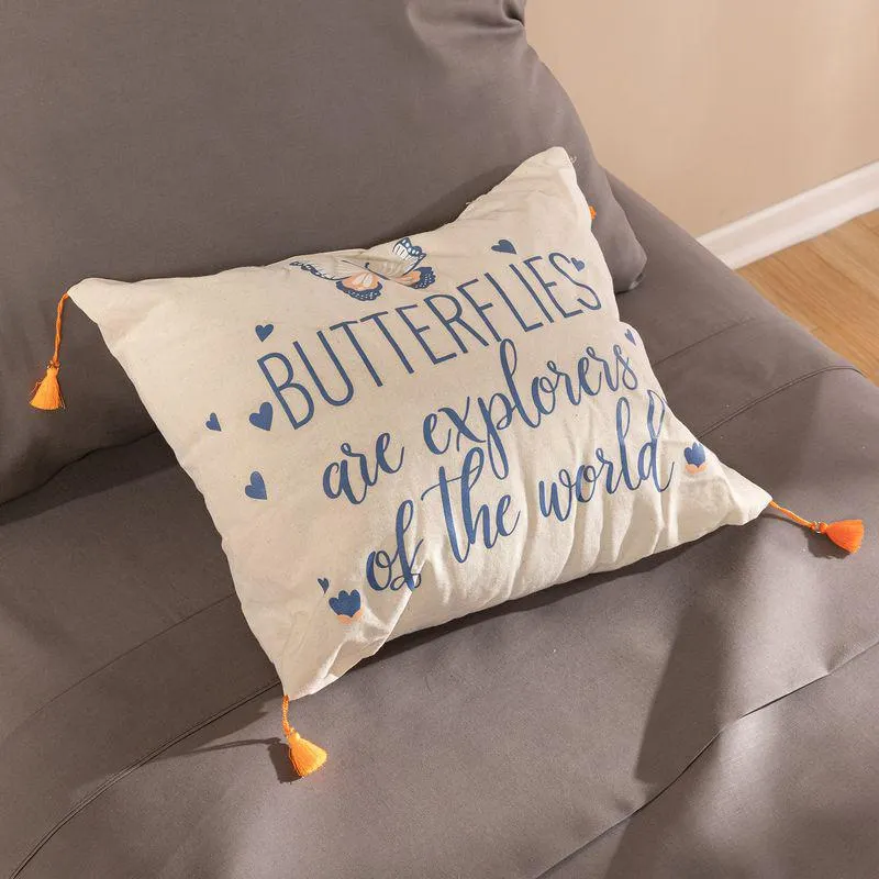 Almohadón Tusor con Borlas Butterflies